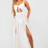 Vestito Maxi Da Mare Essentials Con Laccetti E Cut-out