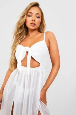 Vestito Maxi Da Mare Essentials Con Laccetti E Cut-out -Negozio al dettaglio Vestiti szz87079 white xl 3