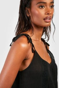 Vestito Da Mare Effetto Crespo Con Ricami -Negozio al dettaglio Vestiti szz87236 black xl 3