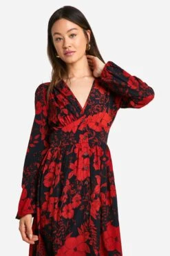 Vestito Maxi Tall A Fiori Con Scollo Profondo E Bottoni -Negozio al dettaglio Vestiti tzz96201 navy xl 2