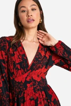 Vestito Maxi Tall A Fiori Con Scollo Profondo E Bottoni -Negozio al dettaglio Vestiti tzz96201 navy xl 3